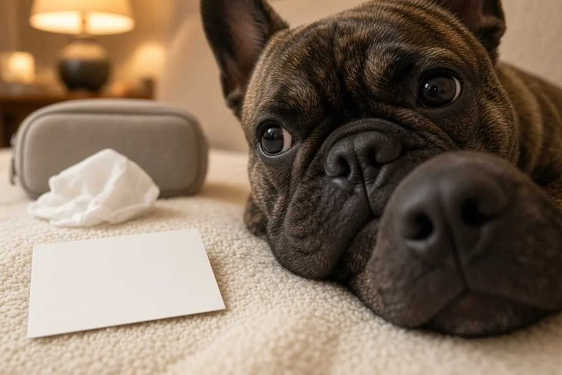 A French bulldog's nose beside an inkless print kit