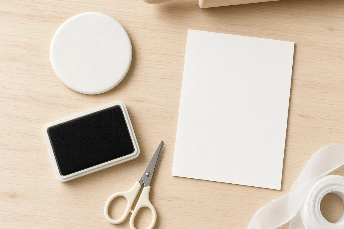 Paw print supplies laid out on a craft table