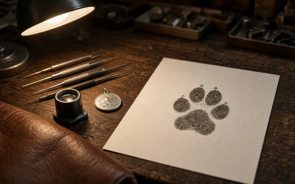 How much ash fits behind a paw print pendant?